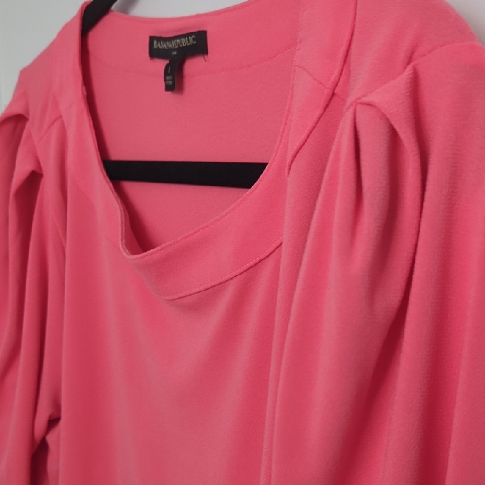 Banana Republic Sz L Vibrant Pink Long Sleeve Blouse - Picture 4 of 5